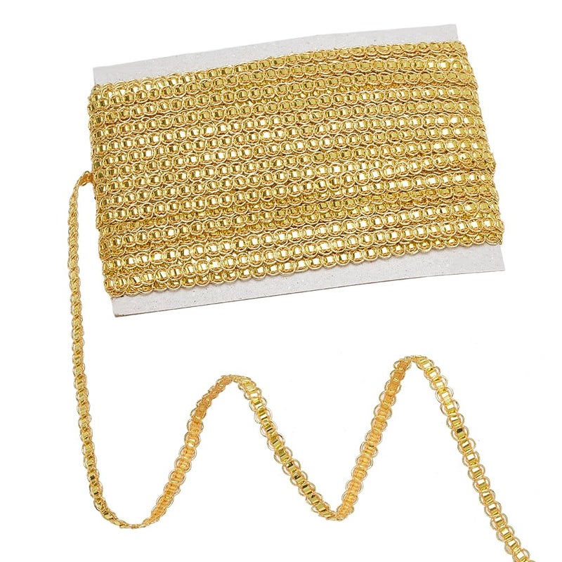 MAYJOYDIY 22 Yards S Shaped Gold Gimp Braid Trim 0.24inch Wide Polyester Lace Trim Ribbon Decorative Woven Braid Trim Fabric Trim for Sewing Bag DIY Crafts Costume Curtain Lampshades - Image 1